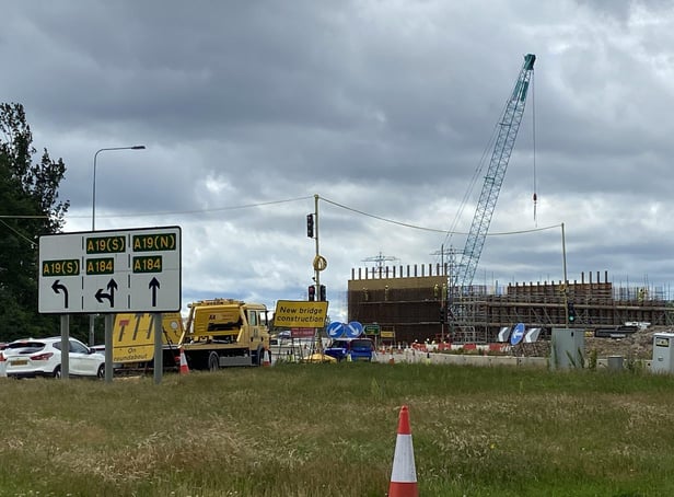 Bridge supports are being created at Testo's roundabout A19 as work goes on to construct a flyover.