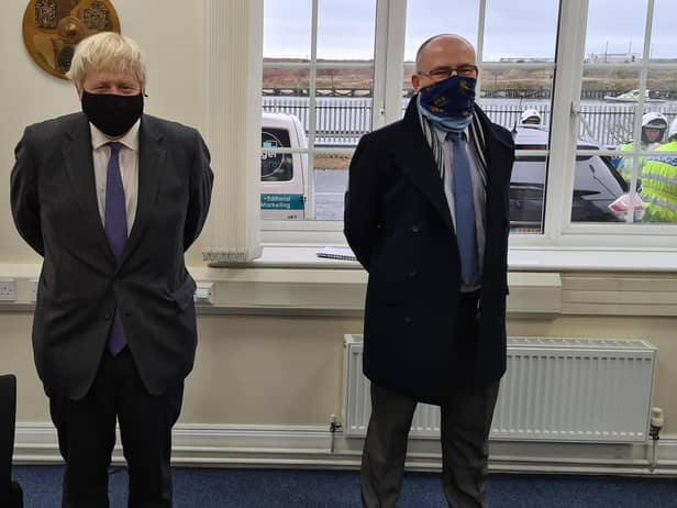 Prime Minister Boris Johnson with Blyth Valley MP Ian Levy.