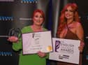 The Hairdresser on the Corner owner Sinead Clayton (left) and Lauren Jenkyns at the awards ceremony. Photo: English Hair & Beauty Awards.