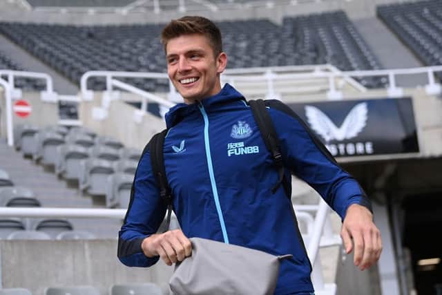 Nick Pope of Newcastle United arrives prior to kick off of the Premier League match between Newcastle United and Manchester City at St. James Park on August 21, 2022 in Newcastle upon Tyne, England. (Photo by Stu Forster/Getty Images)