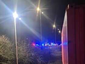 Emergency services pictured at the scene of the collision. Photo by Mark Purton.
