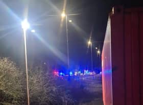 Emergency services pictured at the scene of the collision. Photo by Mark Purton.