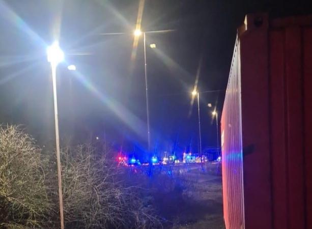 Emergency services pictured at the scene of the collision. Photo by Mark Purton.