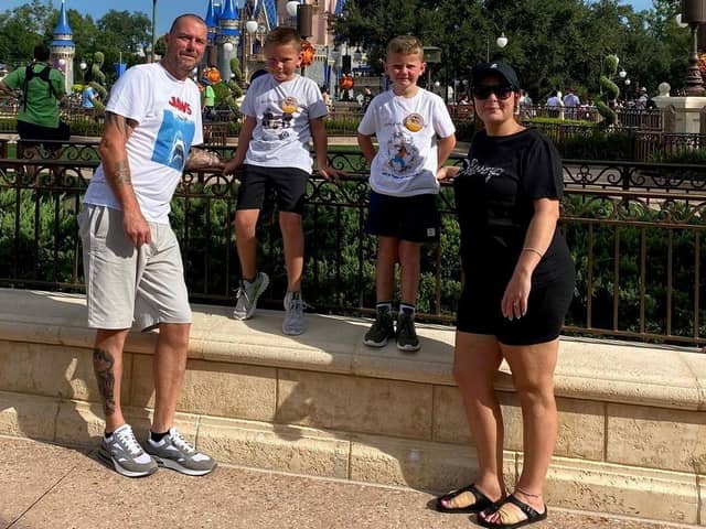 The family on holiday.