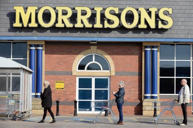 Shoppers practice social distancing at Morrisons in Seaburn
