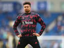 Jesse Lingard of Manchester United warms up ahead of the Premier League match between Brighton & Hove Albion and Manchester United at American Express Community Stadium on May 07, 2022 in Brighton, England. (Photo by Manchester United/Manchester United via Getty Images)