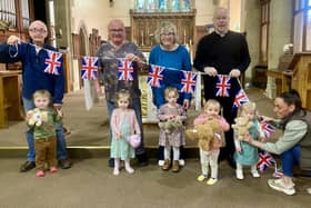 Reverend Paul Barker, Rector of the Boldons, with the Little Angels Toddler Group getting ready for the Royal Teddy Bears Picnic at St Nicholas Church.