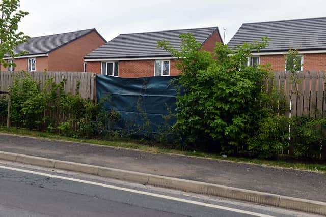 The fence had been taped up following the crash in Saint Close, Hebburn