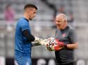 Newcastle United's Karl Darlow working with goalkeeping coach Simon Smith last season.