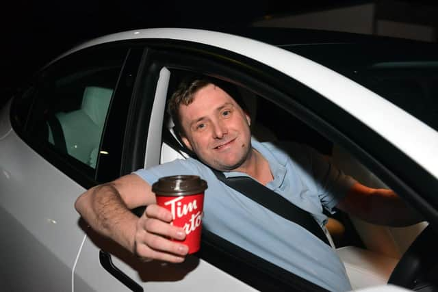 First drive-thru customer Craig Henderson.