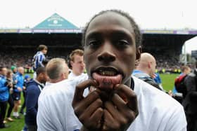 SHEFFIELD, ENGLAND - MAY 05:  Nile Ranger of Sheffield Wednesday celebrates after winning the Npower League One match between Sheffield Wednesday and Wycombe Wanderers and winning automatic promotion into the Championship at Hillsborough Stadium on May 5, 2012 in Sheffield, England.  (Photo by Gareth Copley/Getty Images)