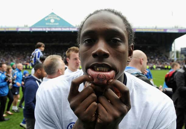 SHEFFIELD, ENGLAND - MAY 05: Nile Ranger of Sheffield Wednesday celebrates after winning the Npower League One match between Sheffield Wednesday and Wycombe Wanderers and winning automatic promotion into the Championship at Hillsborough Stadium on May 5, 2012 in Sheffield, England. (Photo by Gareth Copley/Getty Images)