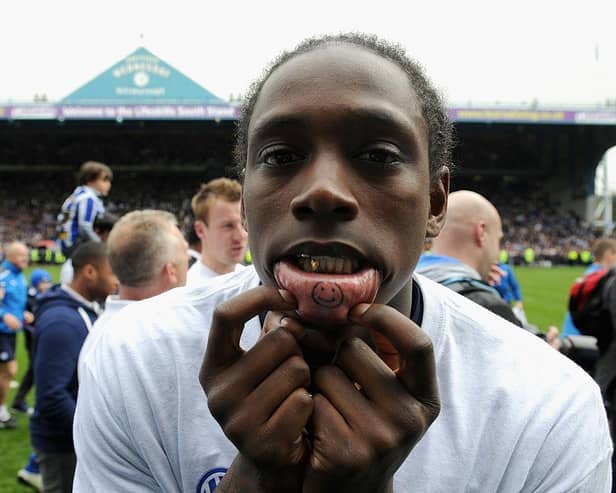 SHEFFIELD, ENGLAND - MAY 05:  Nile Ranger of Sheffield Wednesday celebrates after winning the Npower League One match between Sheffield Wednesday and Wycombe Wanderers and winning automatic promotion into the Championship at Hillsborough Stadium on May 5, 2012 in Sheffield, England.  (Photo by Gareth Copley/Getty Images)