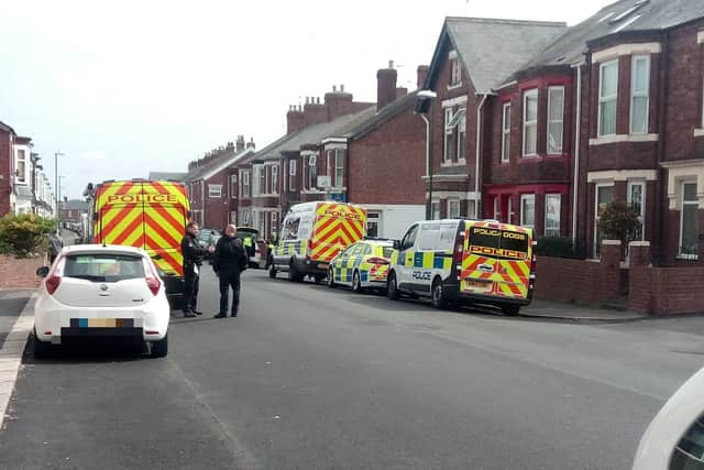 A police presence in Osborne Avenue, South Shields.