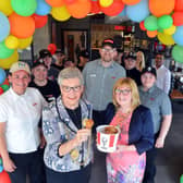 KFC South Shields opens its doors for customers following a refurbishment. Mayor Pat Hay and mayoress Jean Copp with the team.