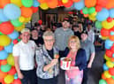 KFC South Shields opens its doors for customers following a refurbishment. Mayor Pat Hay and mayoress Jean Copp with the team.