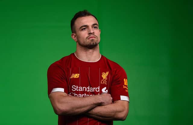 LIVERPOOL, ENGLAND - FEBRUARY 22 (THE SUN OUT, THE SUN ON SUNDAY OUT) Xherdan Shaqiri of Liverpool during a green shoot at Anfield on February 22, 2020 in Liverpool, England. (Photo by Andrew Powell/Liverpool FC via Getty Images)