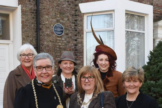 (Front LtR) Mayor and Mayoress of South Tyneside and Leader of South Tyneside Council, Councillor Tracey Dixon with (back row) Deputy Leader of South Tyneside Council, Councillor Joan Atkinson and Rosie Nichols (with the Box Brownie camera) and Emily Hope in period costume from Beamish Museum.