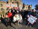 "Save Our Test Centre" Organiser Vikki Holt, front and fellow organiser Lindsey Gallant , rear, joined many other driving instructors who came to protest at the Town Hall against the possible planned closure of the South Shields Driving driving test centre at Simonside.