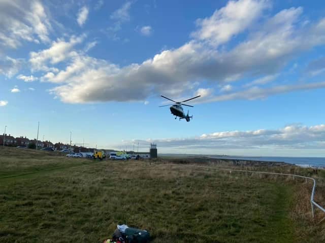 The man was airlifted to hospital by the Great North Air Ambulance Service