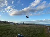 The man was airlifted to hospital by the Great North Air Ambulance Service