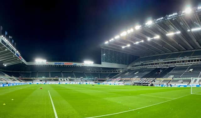 NEWCASTLE UPON TYNE, ENGLAND - OCTOBER 17: General View prior to the Premier League match between Newcastle United and Manchester United at St. James Park on October 17, 2020 in Newcastle upon Tyne, United Kingdom. Sporting stadiums around the UK remain under strict restrictions due to the Coronavirus Pandemic as Government social distancing laws prohibit fans inside venues resulting in games being played behind closed doors. (Photo by Ash Donelon/Manchester United via Getty Images)