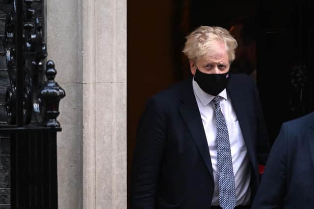 Prime Minister Boris Johnson leaves 10 Downing Street For PMQs on January 12. Picture: Leon Neal/Getty Images.