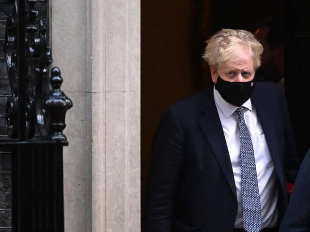 Prime Minister Boris Johnson leaves 10 Downing Street For PMQs on January 12. Picture: Leon Neal/Getty Images.