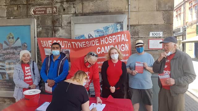 Emma-Lewell Buck MP with hospital campaigners in King Street, South Shields, on Friday, June 5.