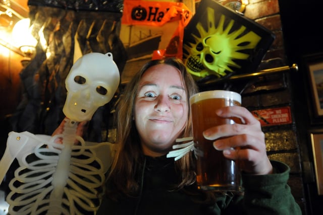 Kath Brain was pictured promoting a Halloween beer festival at the pub in 2012.