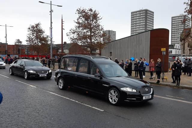 The funeral procession travelled by the Hays Travel head offices in Sunderland