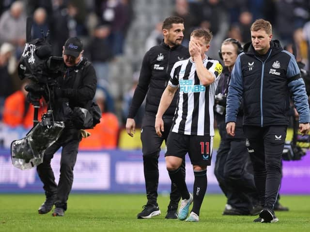 Matt Ritchie and Eddie Howe after the final whistle.