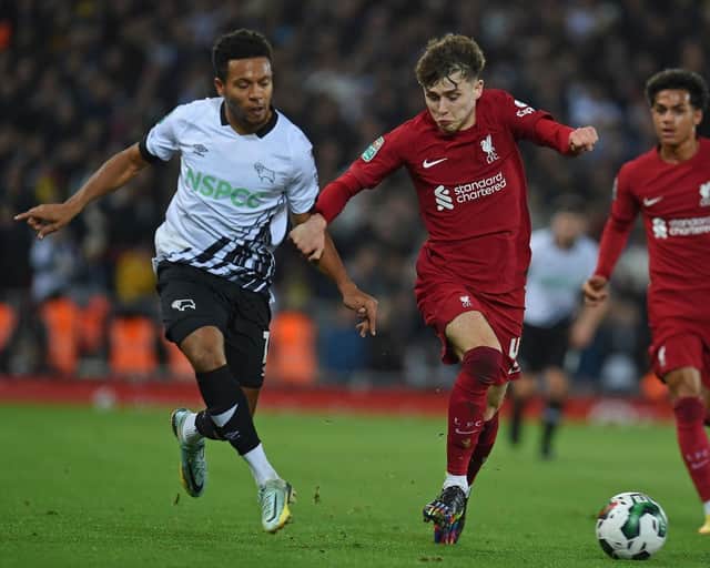Liverpool's Bobby Clark playing against Derby County.