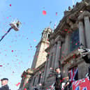 Poppies descend from the crane