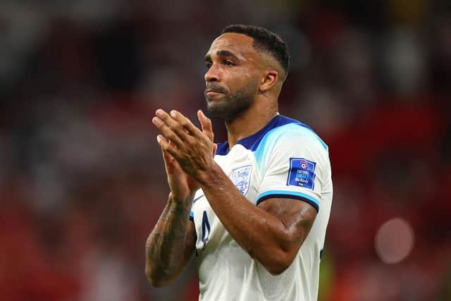 Callum Wilson applauds fans after England's win over Wales.