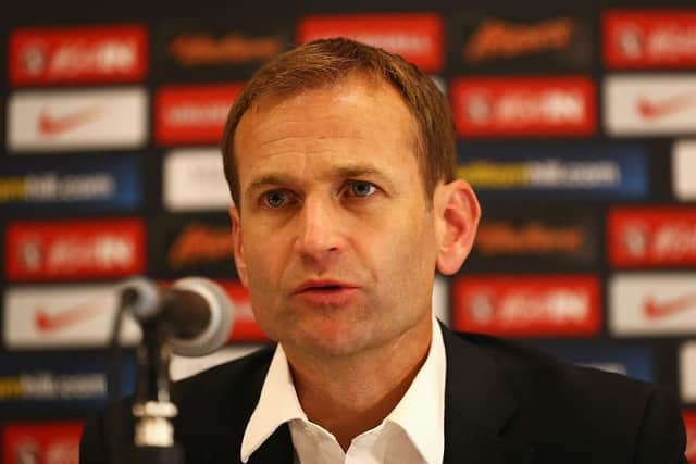 FA Technical Director Dan Ashworth attends a press conference with newly appointed England manager Sam Allardyce at St. George's Park on July 25, 2016 in Burton-upon-Trent, England.  (Photo by Matthew Lewis/Getty Images)