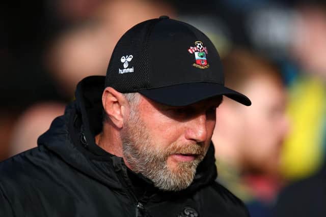 Ralph Hasenhuttl, Manager of Southampton looks on prior to the Premier League match between Southampton FC and Newcastle United at Friends Provident St. Mary's Stadium on November 06, 2022 in Southampton, England. (Photo by Charlie Crowhurst/Getty Images)