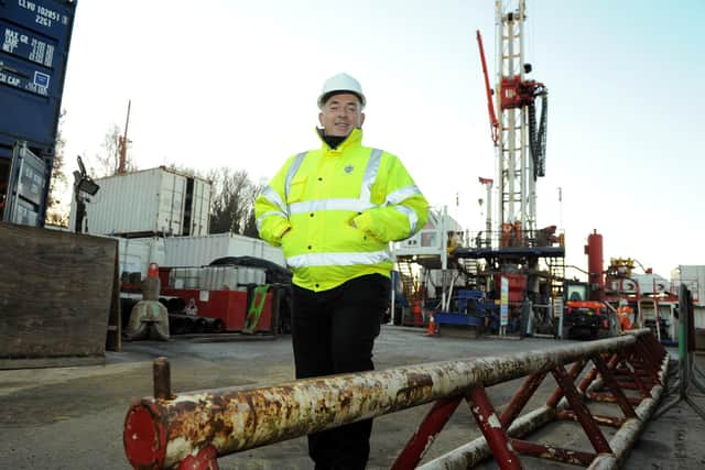 South Tyneside Council Cllr Ernest Gibson at the Holborn Mine Water District Heating Scheme drilling site, Commercial Road, South Shields.