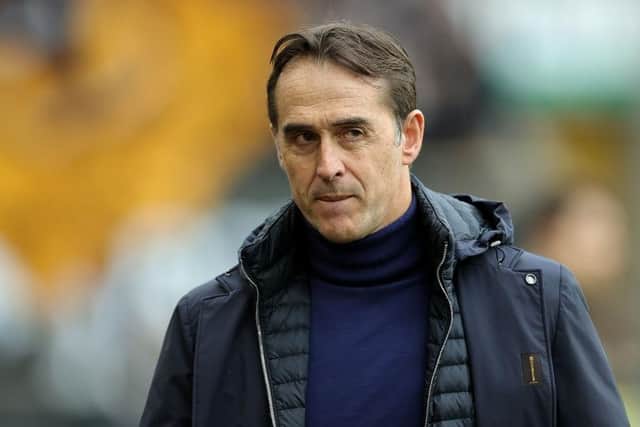 Julen Lopetegui, the of Wolverhampton Wanderers manager, looks on during the Premier League match between Wolverhampton Wanderers and Tottenham Hotspur at Molineux on March 04, 2023 in Wolverhampton, England. (Photo by David Rogers/Getty Images)