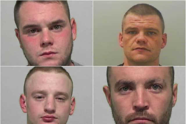 Clockwise from top left: Cory Patterson, 25, of Emlyn Road, South Shields; Shaun McCord, 34, of Abbey Drive, Jarrow; William Tisseman, 23, of Vespasian Street, South Shields and Daniel Purvis, 30, of Bishops Crescent, Jarrow.