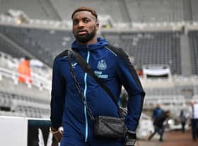 Newcastle United's French midfielder Allan Saint-Maximin arrives for the English Premier League football match between Newcastle United and West Ham United at St James' Park in Newcastle-upon-Tyne, north east England on February 4, 2023.(Photo by OLI SCARFF/AFP via Getty Images)