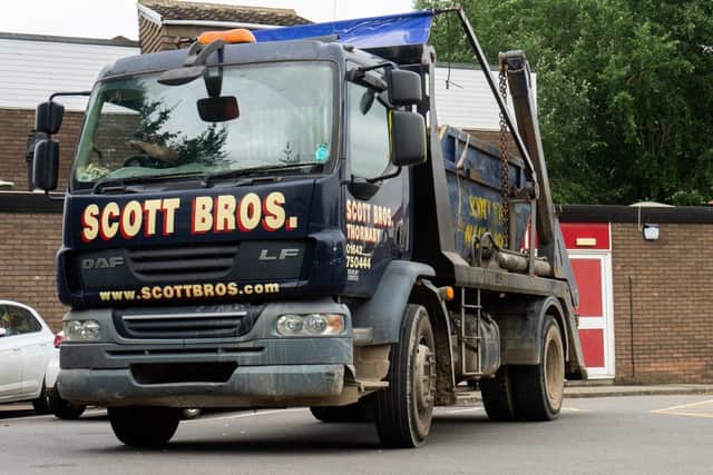 Scott Bros delivering skip to Red Hall Primary School