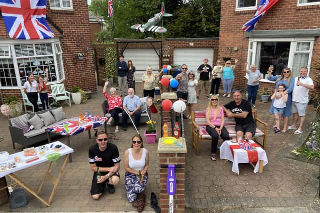 Fenwick Avenue residents enjoying their VE Day street party in 2020.