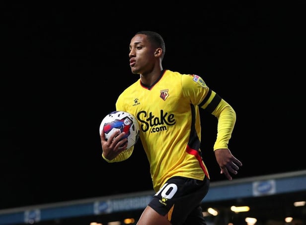 Joao Pedro of Watford during the Sky Bet Championship between Blackburn Rovers and Watford at Ewood Park on September 13, 2022 in Blackburn, England. (Photo by Alex Livesey/Getty Images)