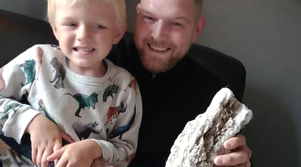 Ronnie and Alfie found the 2kg of ambergris on Leven beach (Pic: Ronnie Humphreys)