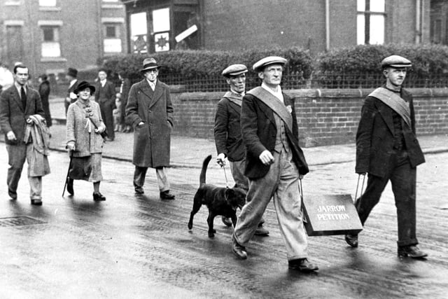 The marchers with the Jarrow petition which carried the signatures of 11,000 people.