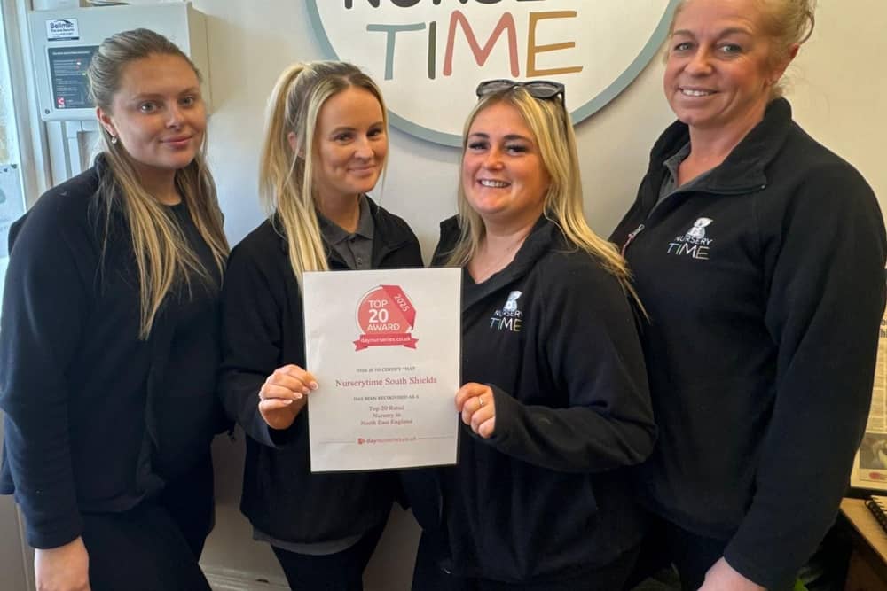 Nurserytime South Shields manager Helen Coulson, second left, with from left, staff members Holly Atkinson, Helen Allan and Jane Burns.