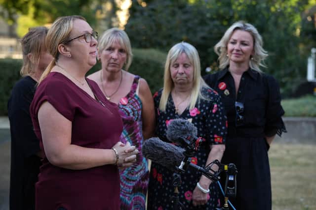 Members of the Hillsborough Law Now campaign speaking after the Public Office (Accountability) Bill, known as the Hillsborough Law, cleared the House of Commons. Photo by Jeff Moore/PA Wire