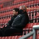 Steve Bruce at Gresty Road with his son Alex.
