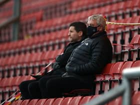 Steve Bruce at Gresty Road with his son Alex.